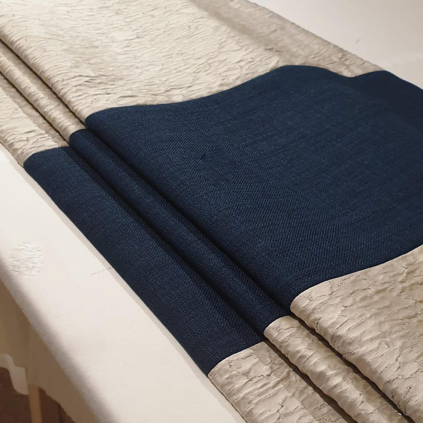 Guggenheim and Linoso Denim Roman Blind - Ardloch Interiors